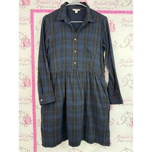 GAP dress long sleeve button up Blue and Black Plaid Long Sleeve Shirt Dress